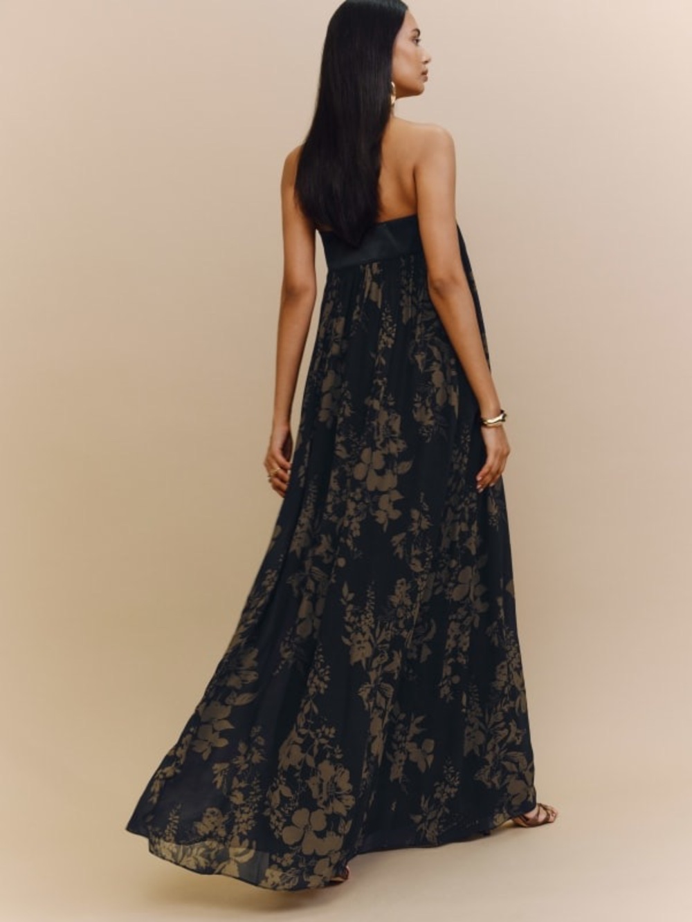 Reformation Maribelle Strapless Black Floral Maxi Dress Night Garden Sz 0 - Picture 3 of 14